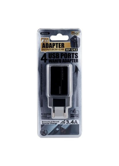 Зарядний пристрій USB RP-U43-Black чорний Remax (364769217)