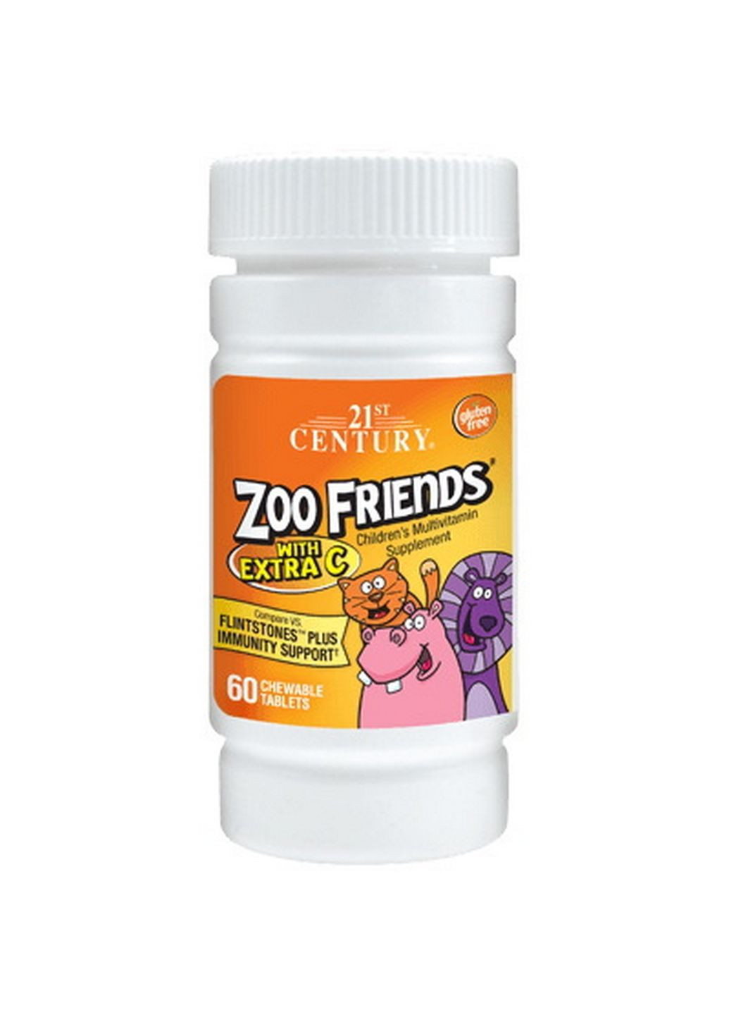 Вітаміни та мінерали Zoo Friends with Extra C, 60 таблеток 21st Century (293339527)