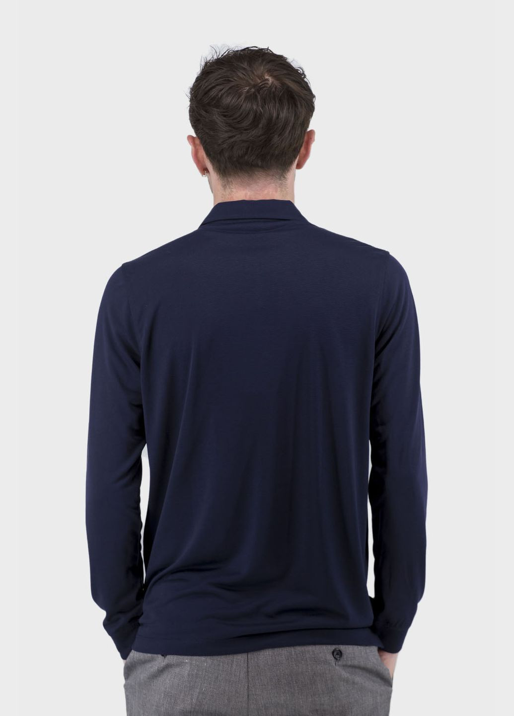 Чоловіча однотонна кофта з довгим рукавом і сорочковим коміром Buke (темносиній, ), 31198 No Brand (331885632)
