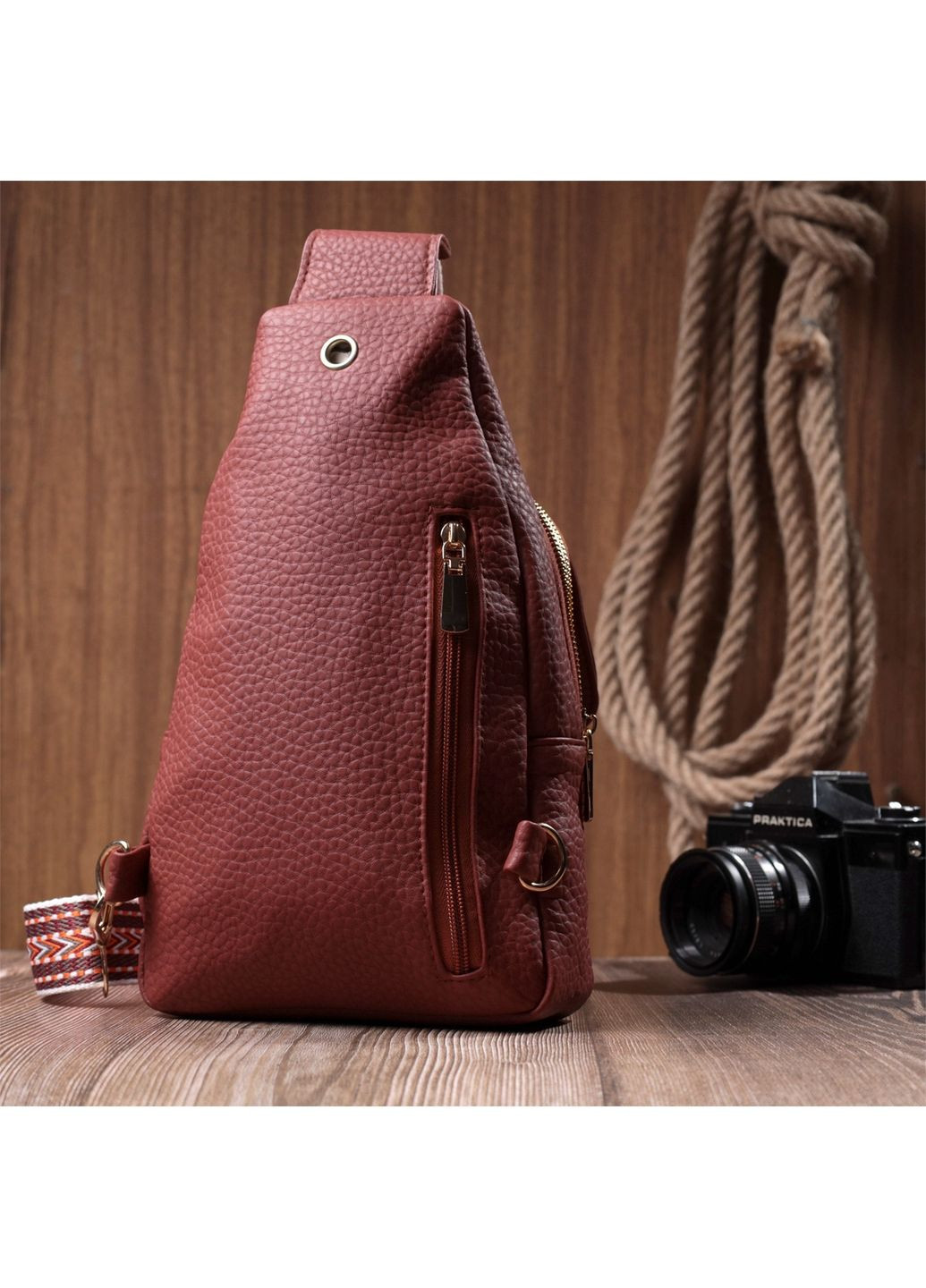 Стильна жіноча сумка з однією лямкою через плече з великозернистої екошкіри 17х29х9 см Vintage (315874259)