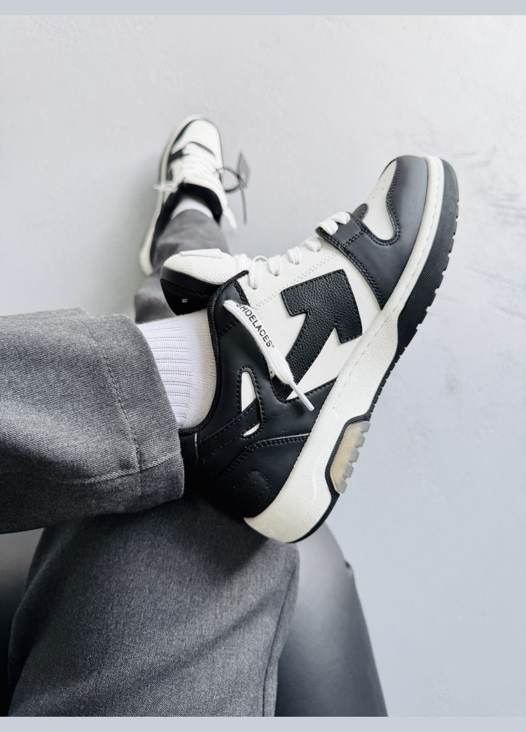 Кроссовки женские и мужские Off-White Out of Office Black White | Офф-Вайт черные No Brand чёрные демисезоны (342059636)