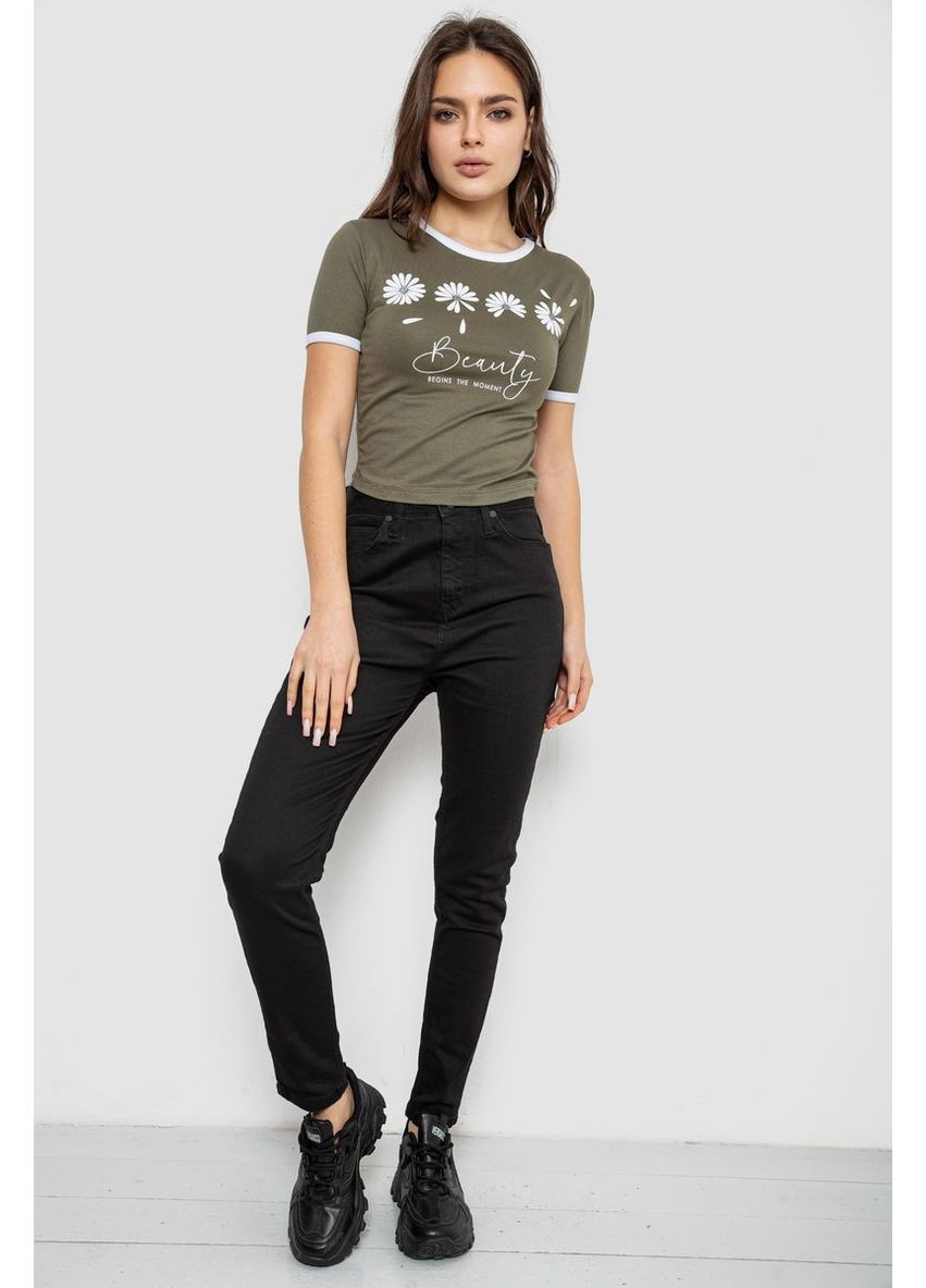 Футболка-топ жіноча з принтом, колір білий, 244R604 Ager - (318529673)