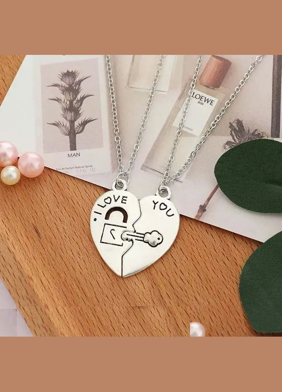 Парні кулони I Love You для двох закоханих дві половинки серця No Brand (338436358)