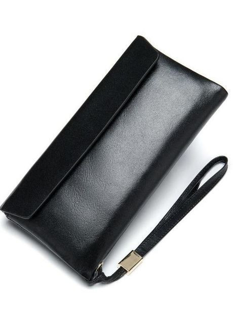 Сумка клатч на руку для телефону та документів чоловіча з натуральної шкіри маленька Чорний 37019 Vintage (353690012)