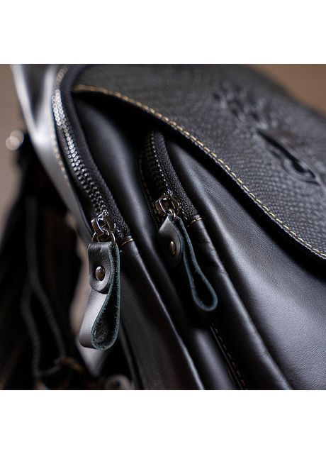 Сумка слінг через плече чоловіча з натуральної шкіри для телефону та документів середня Чорний 38792 Vintage (351403620)