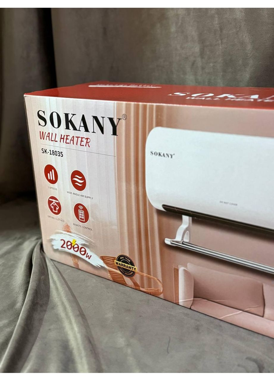 Настенный обогреватель SK-18035 2000 Вт с пультом и сушилкой Тепловая завеса 2кВт Обогреватели настенного типа Sokany (365748154)