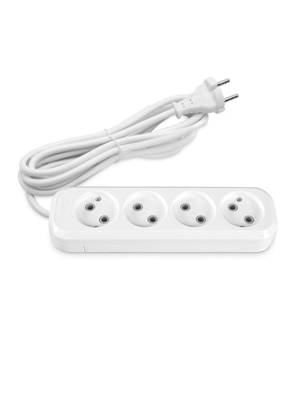 Удлинитель сетевой без заземления 4 гнезда 3м (2x1мм) белый STANDARD Titanum (334299358)