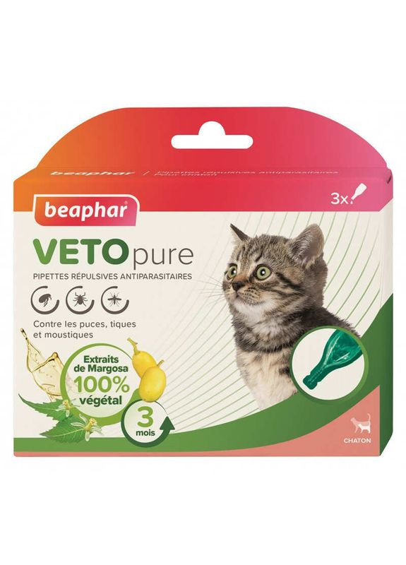 Натуральні протипаразитарні краплі для кошенят Bio Spot On Kitten - 3х1 мл Beaphar (339767579)