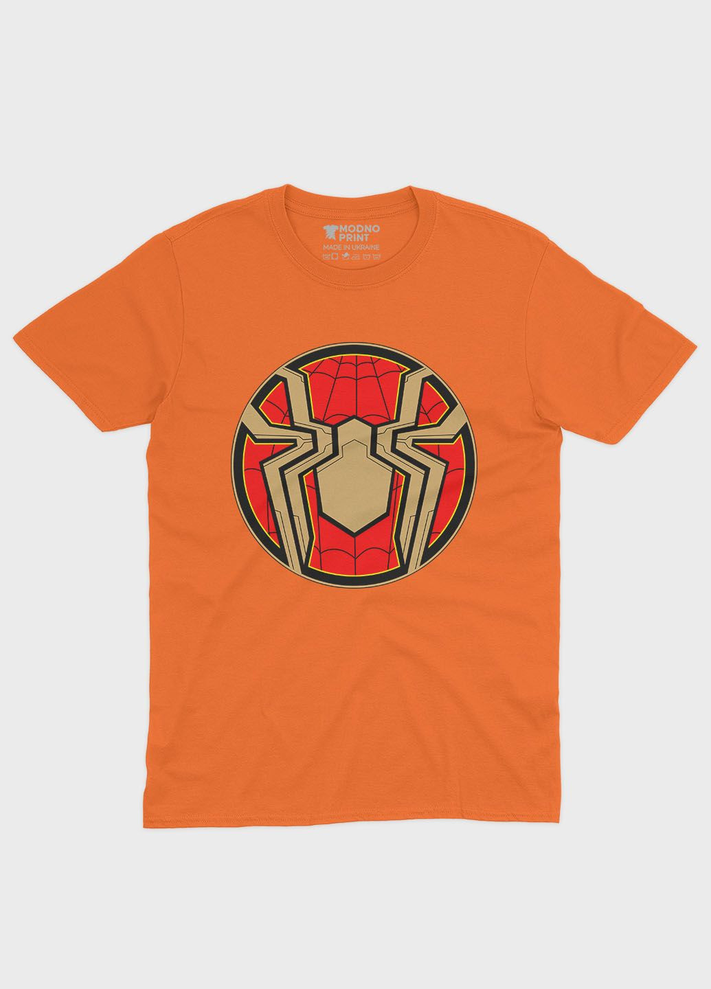 Оранжевая демисезонная футболка для девочки с принтом супергероя - человек-паук (ts001-1-ora-006-014-105-g) Modno
