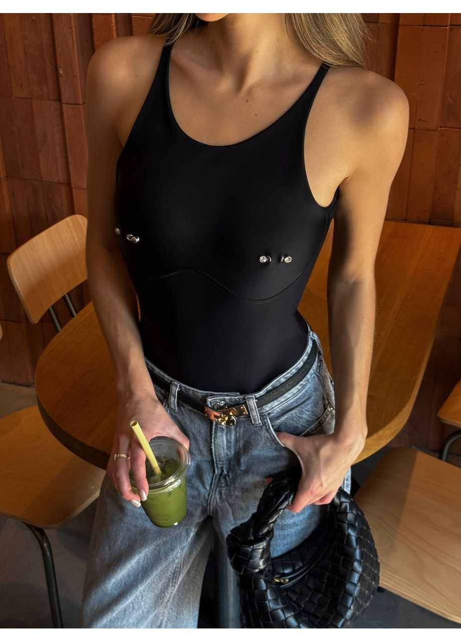 Жіночий боді з декоративними металевими елементами Україна (352193426)