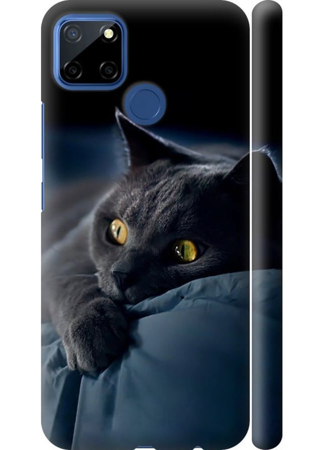 3D пластиковый матовый чехол 'Дымчатый кот' для Endorphone Realme 7i (265226106)