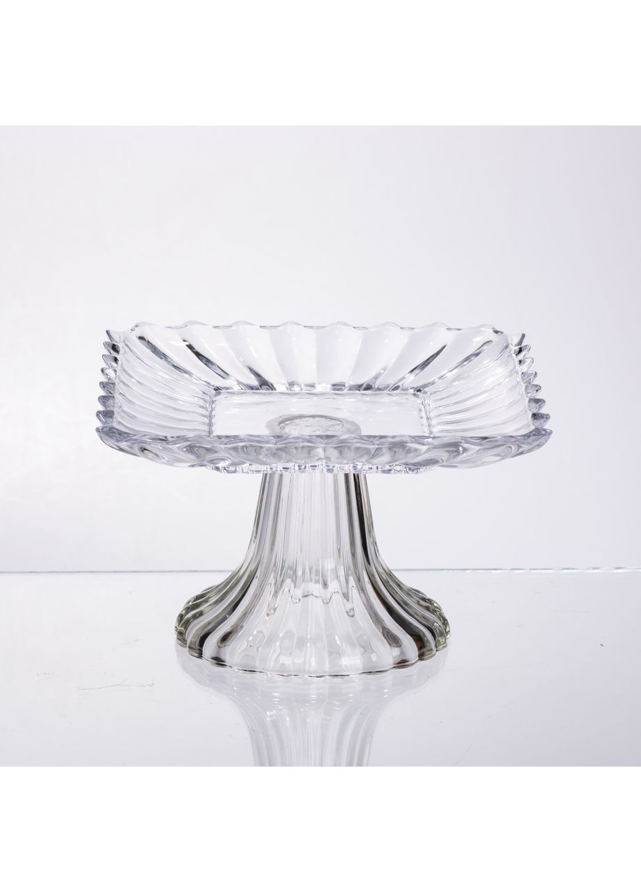 Тортівниця скляна квадратна на ніжці, прозора підставка для торта, десертів, сервірування столу 16×16 см 64486-16 Yiwu (370801406)