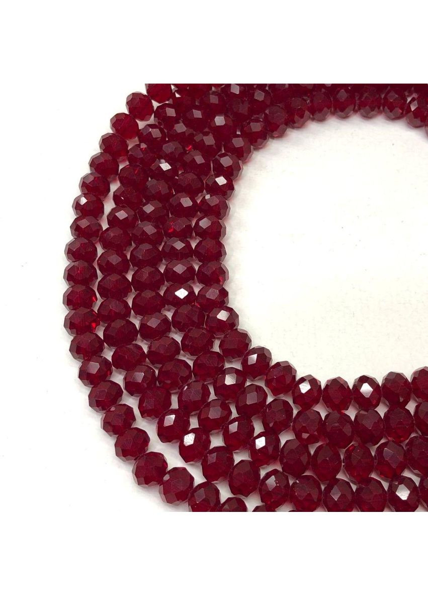 Намистини кришталеві рондель 8х6мм, нитка-60 шт, вишневий прозорий Plus-plus (352744807)