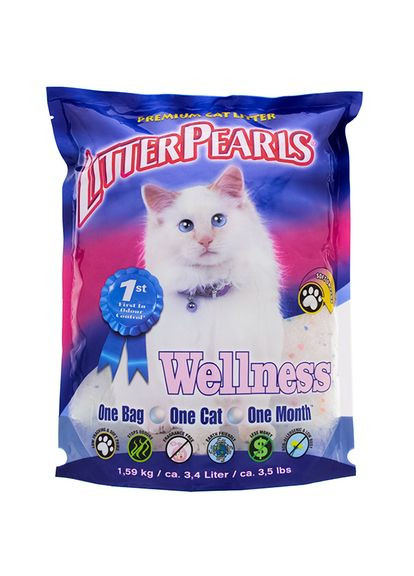 Кварцевый наполнитель для туалетов котов Wellness 3.4 л 1.59 кг (633843107041) Litter Pearls (288576699)