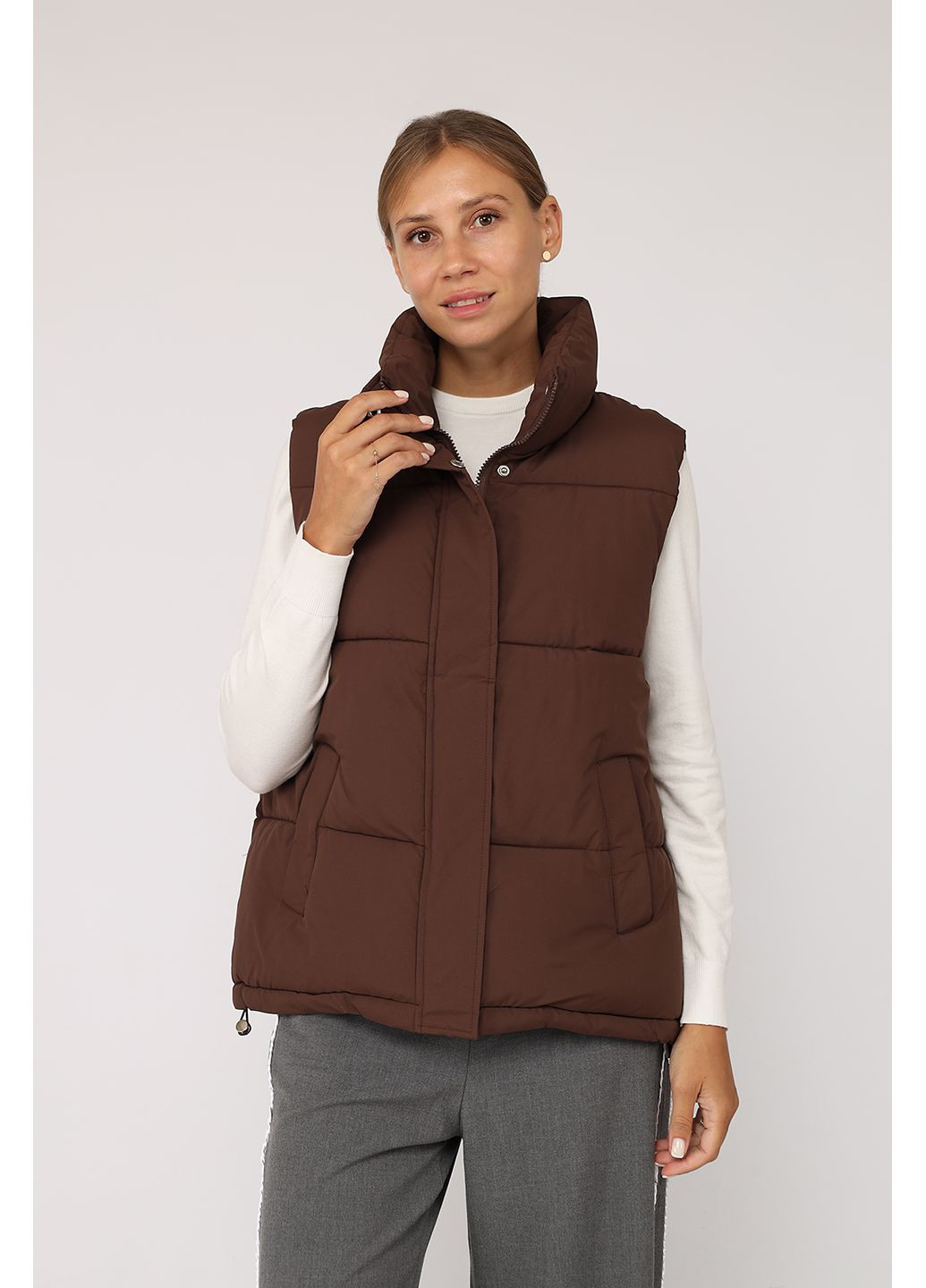 Жилет утеплений жіночий колір коричневий ЦБ-00277878 Yuki (353686381)
