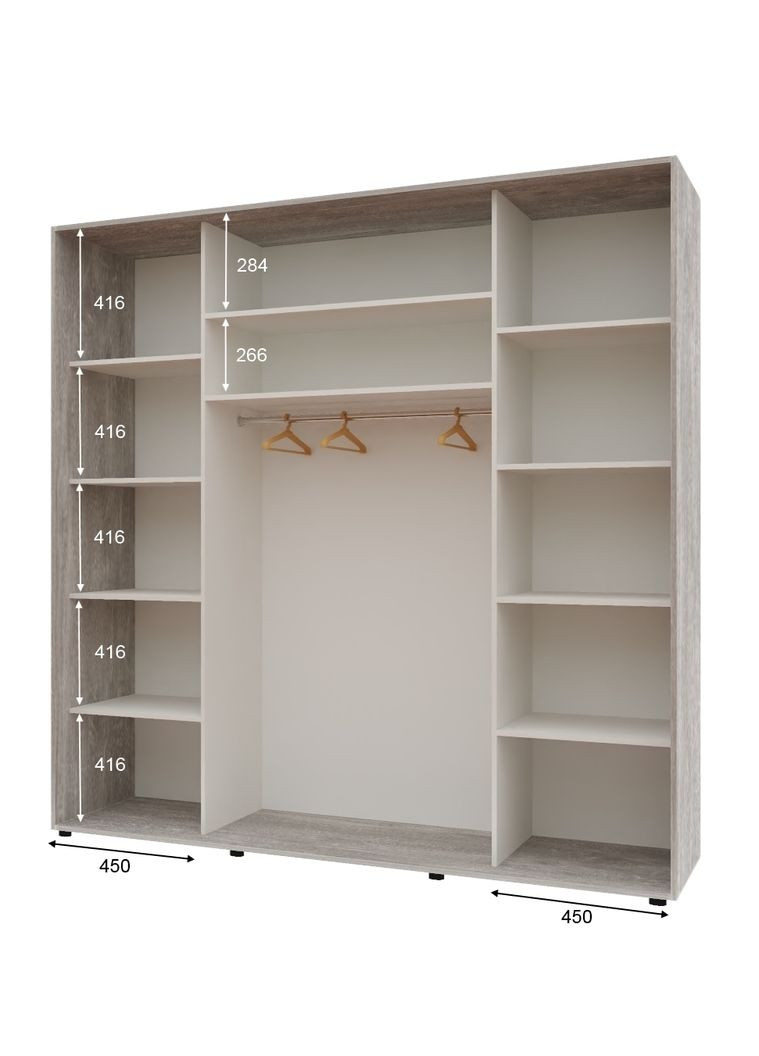 Шкаф-купе трехдверный Комфорт Мебель 210*60*220 см Бетон 3 двери ДСП Макси Комфорт Меблі (360438520)