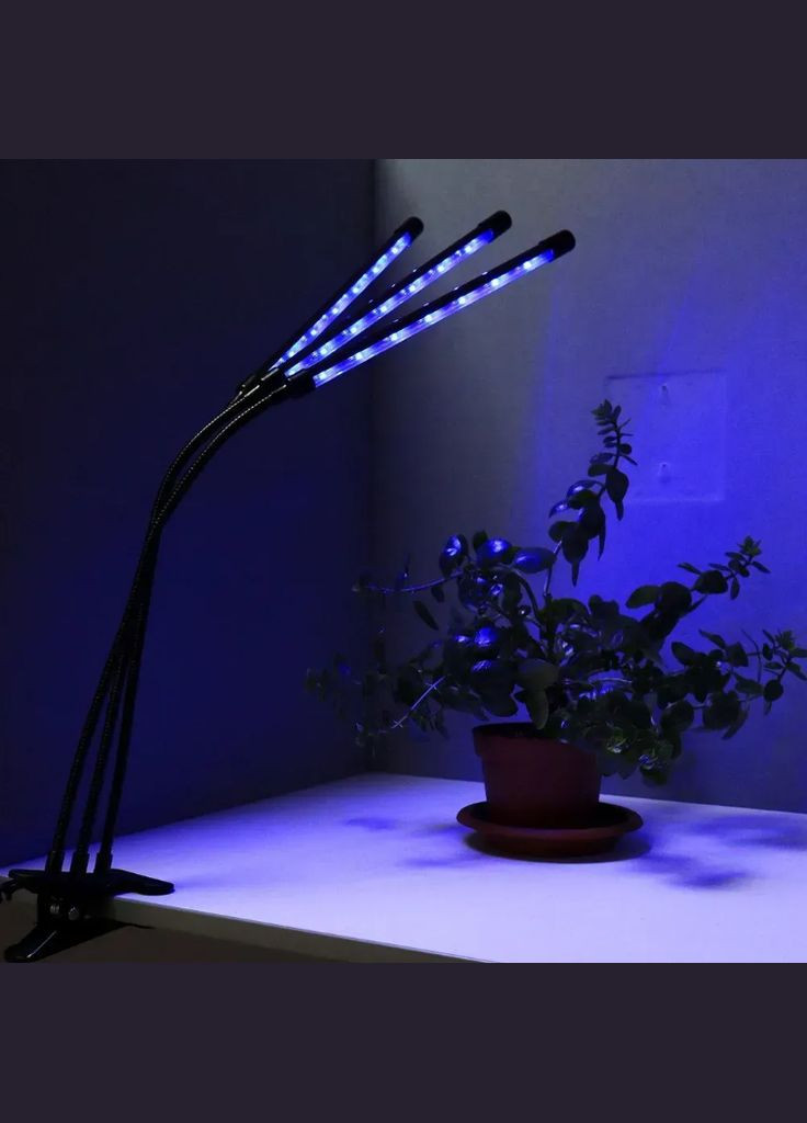 Ультрафиолетовая лампа для растений на 3 ветки, от USB / Гибкая фитолампа с таймером No Brand (344465670)