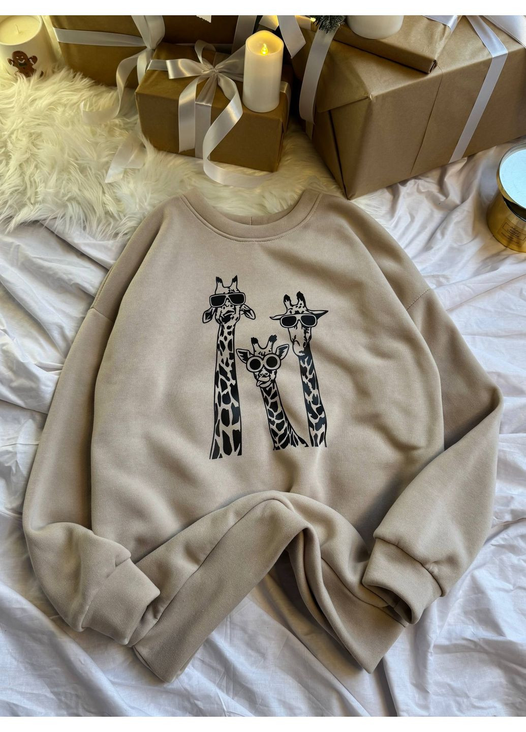 Бежевый свитшот женский oversize — замер в описании GD/GL Модний простір рисунок без декора (368760636)