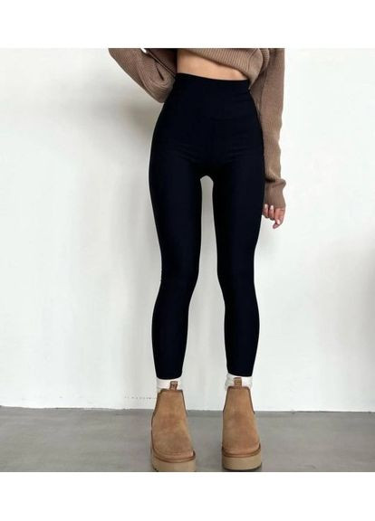 Лосины женские теплые, на меху, в рубчике, черные, р. (ст. 05IR) No Brand (369653608)