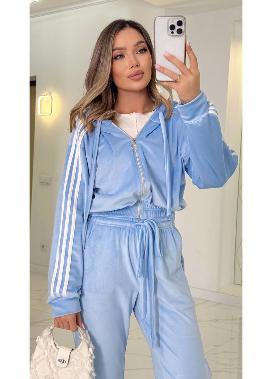 Жіночий велюровий спортивний костюм з лампасами No Brand (369544050)