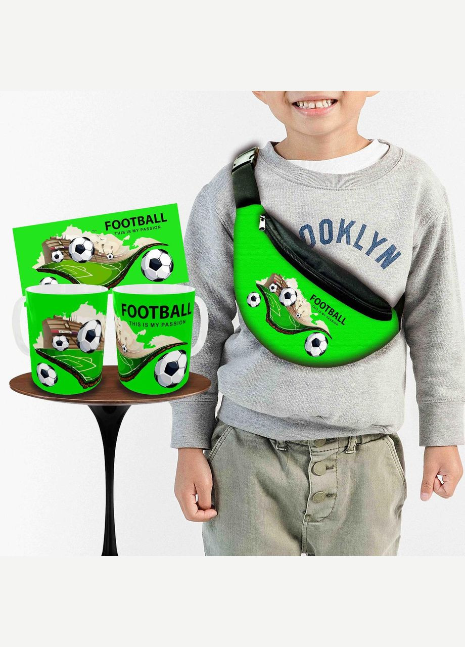 Набор: детская сумка-бананка+кружка Футбол 32х15см, бананка для мальчика футболиста через плечо в подарок (0363) No Brand (319760350)