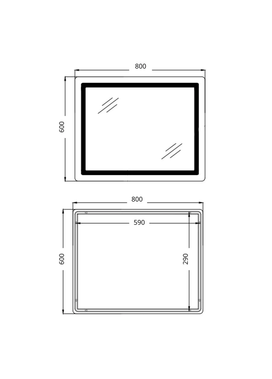 Зеркало Cardinal (CA2) 800х600 с LED-подсветкой Touch, с антизапотеванием, с диммером, цветовая темп. (3000-6500K) Reverse Qtap (395930686)