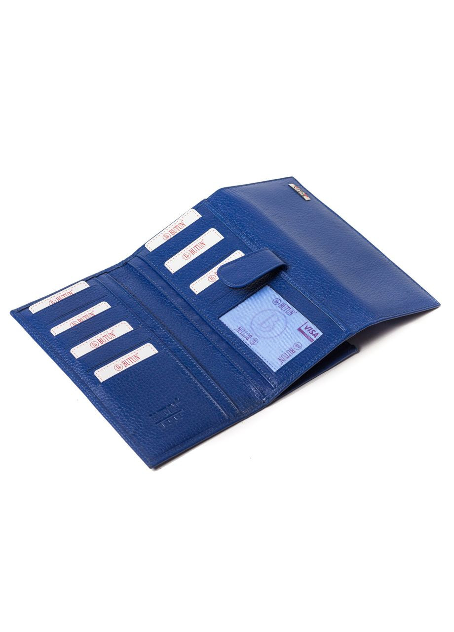 Большой женский кошелек кожаный синий 508004-013 Butun (261481653)