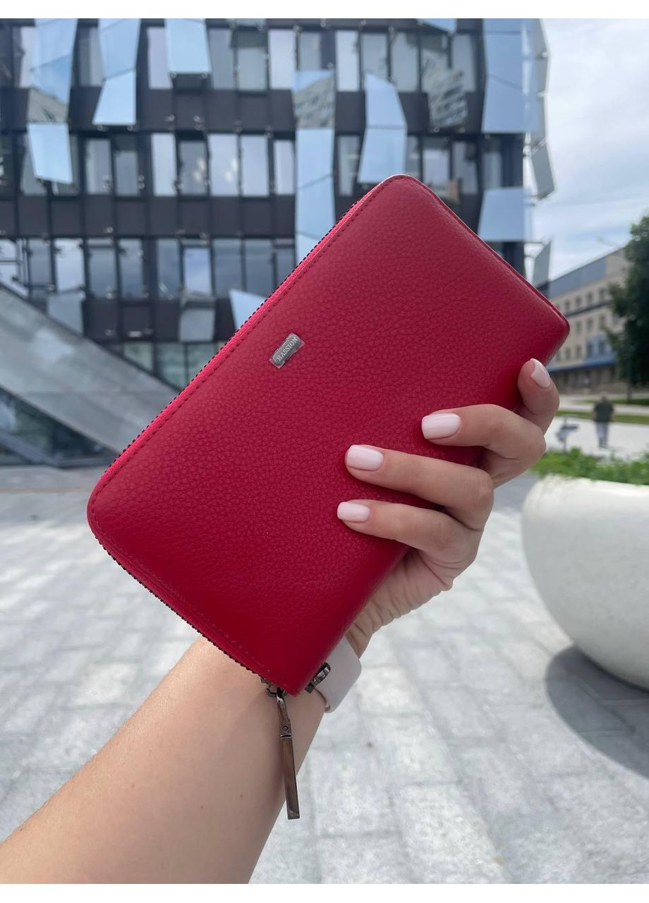 Кожаный кошелек на молнии с красным ремешком. No Brand (370381529)