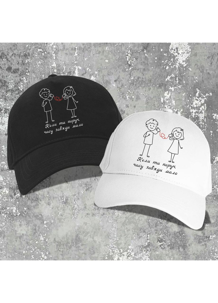 Парные бейсболки с принтом – Когда ты рядом, времени всегда мало! Hand Made (361264663)