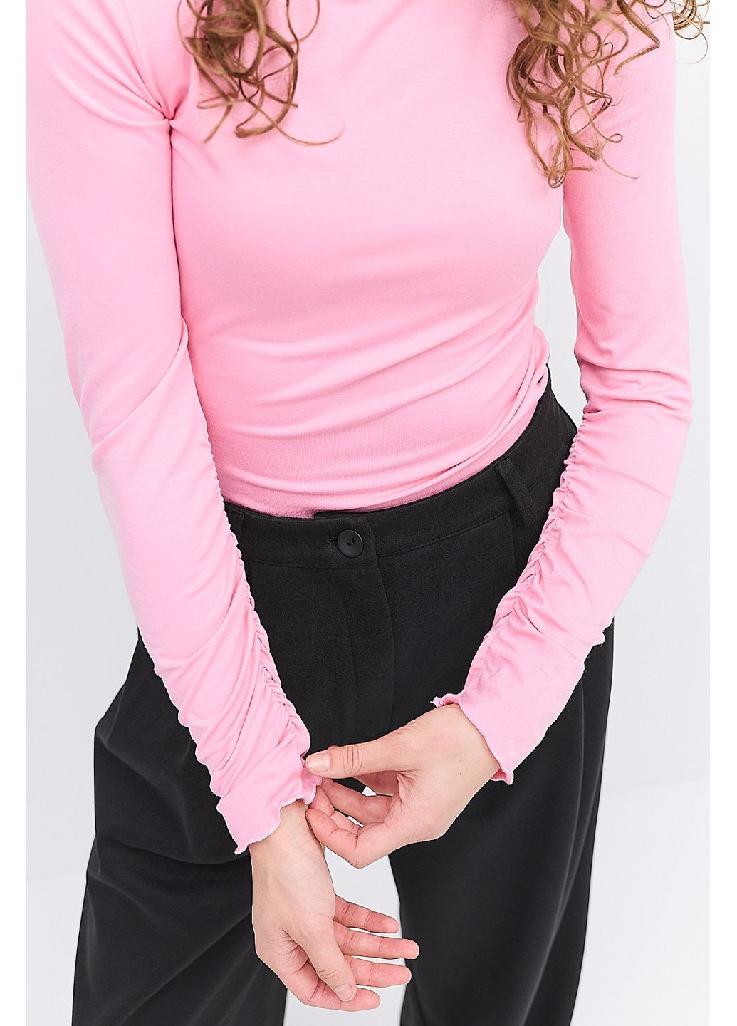 Жіночий лонгслів з драпіруванням на рукавах внизу Arjen (364653234)