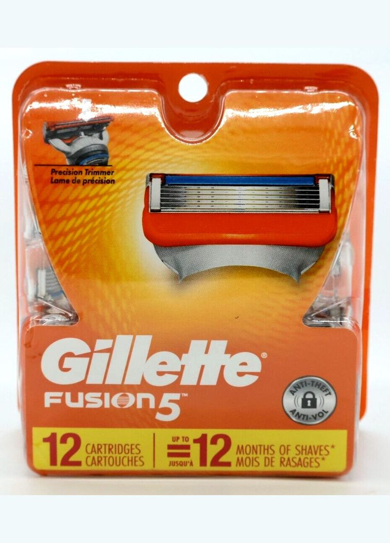 Змінні картриджі для гоління Fusion5 (12 шт) Made in USA Gillette (278773535)