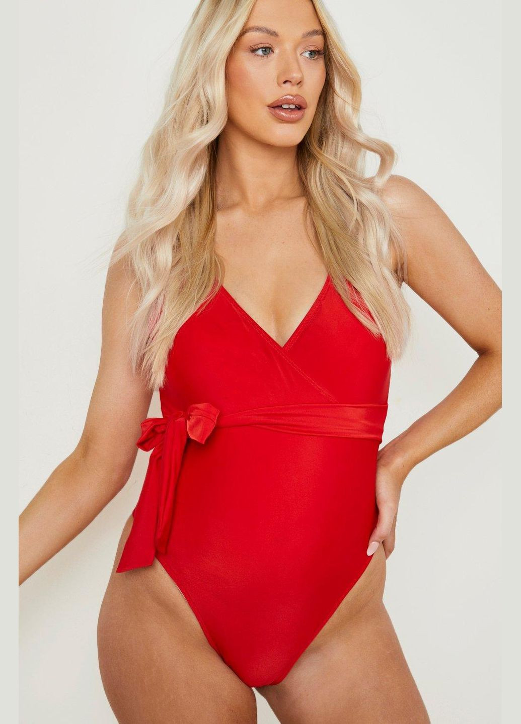 Червоний літній купальник суцільний для вагітних суцільний Boohoo