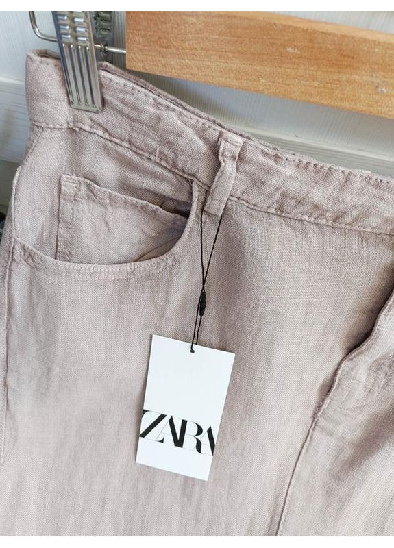 Бежевая длинная льняная юбка Zara