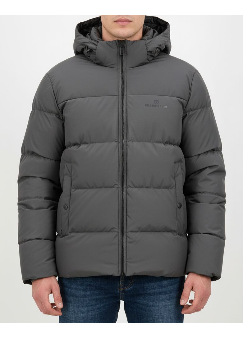 Сіра зимня куртка чоловіча зимова стьобана сіра (sp8617) 56 Saz