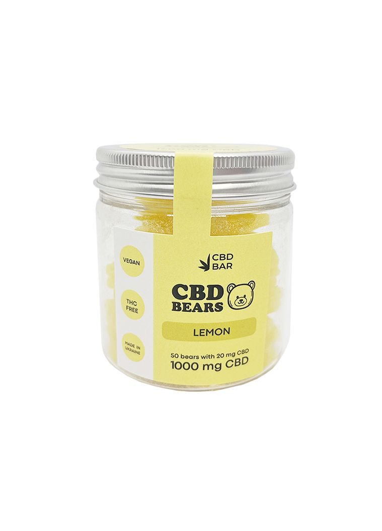 Желейні CBD ведмедики зі смаком лимона 80г 1000мг CBD Vegan Hemp Factor (281474165)
