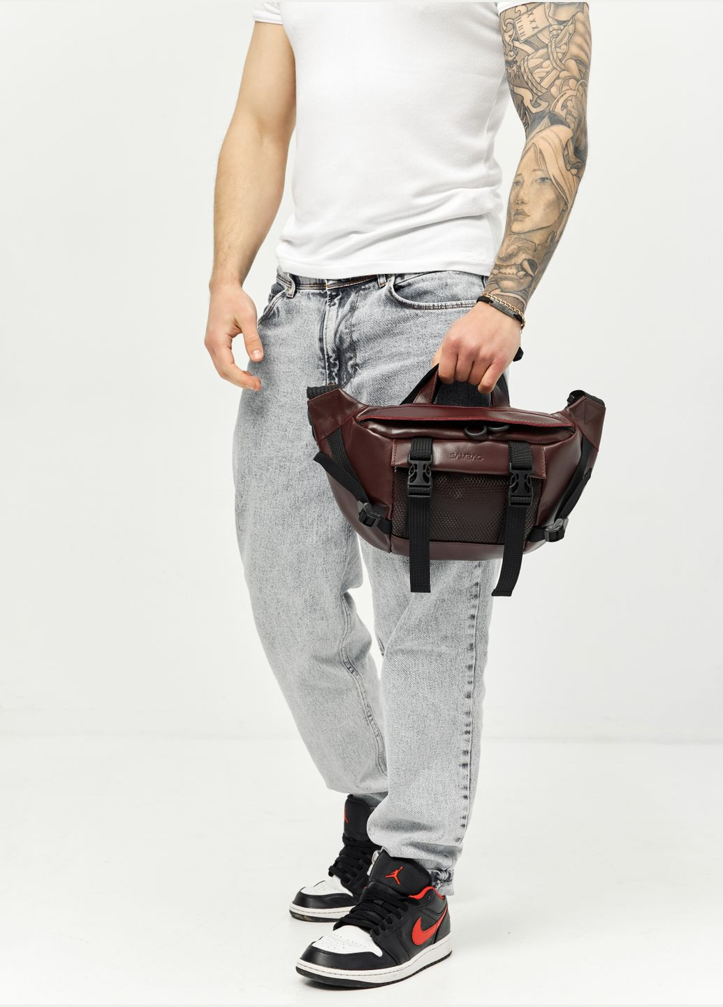 Велика шкіряна поясна сумка бананка DynamicDart Sambag (329294970)