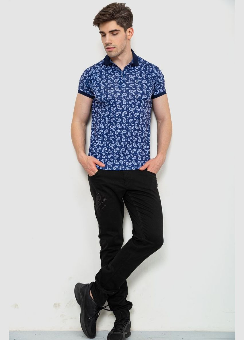 Синяя поло мужское с принтом черное размер l (sku_214r7003-1) с коротким рукавом No Brand