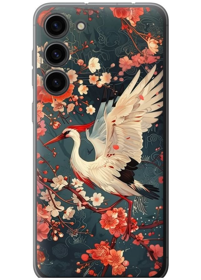 Силиконовый чехол 'Сакура и аист' для Endorphone Samsung Galaxy S23 Plus (291127652)