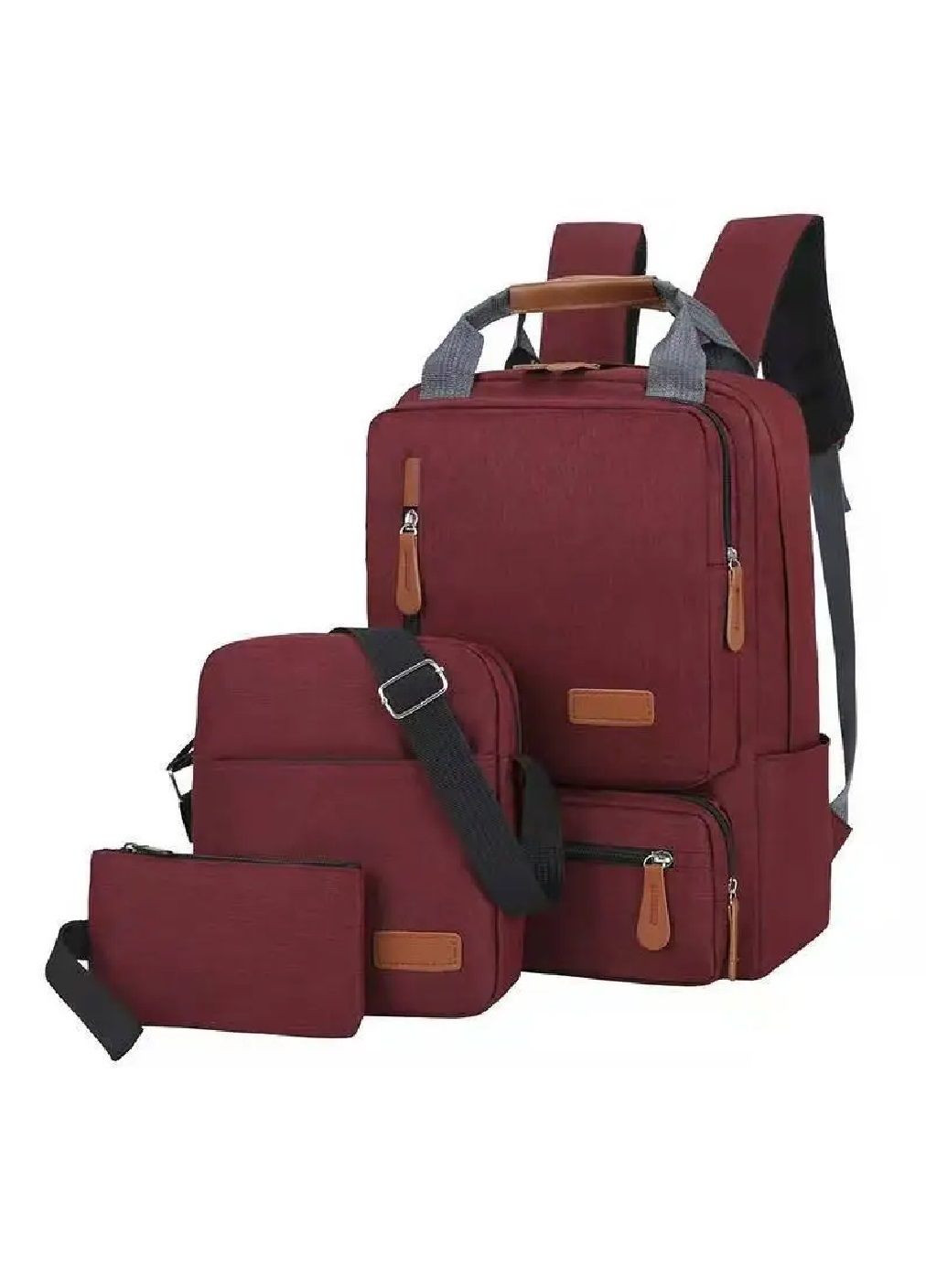 Комплект набор повседневный рюкзак с отделением для ноутбука USB проводом сумка через плечо клатч (477989-Prob) Красный Unbranded (301506752)