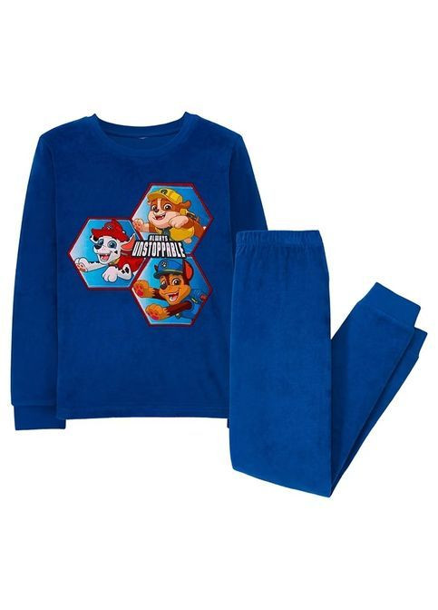 Синяя зимняя велюровая пижама для мальчика lily&dan кофта + брюки Lily & Dan