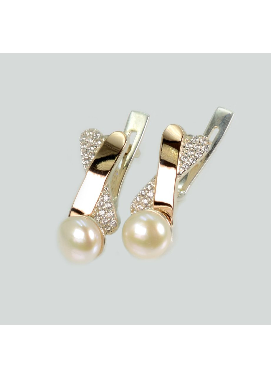 Срібні сережки з золотими пластинами Silver Style (367112850)