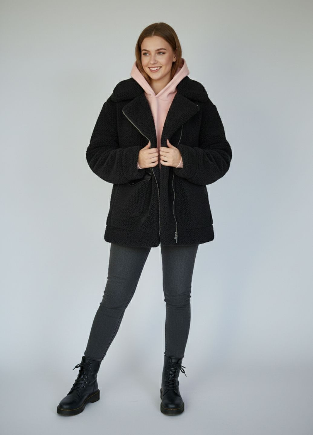 Полушубок женский на молнии короткий баранчик Jadone No Brand (369776166)