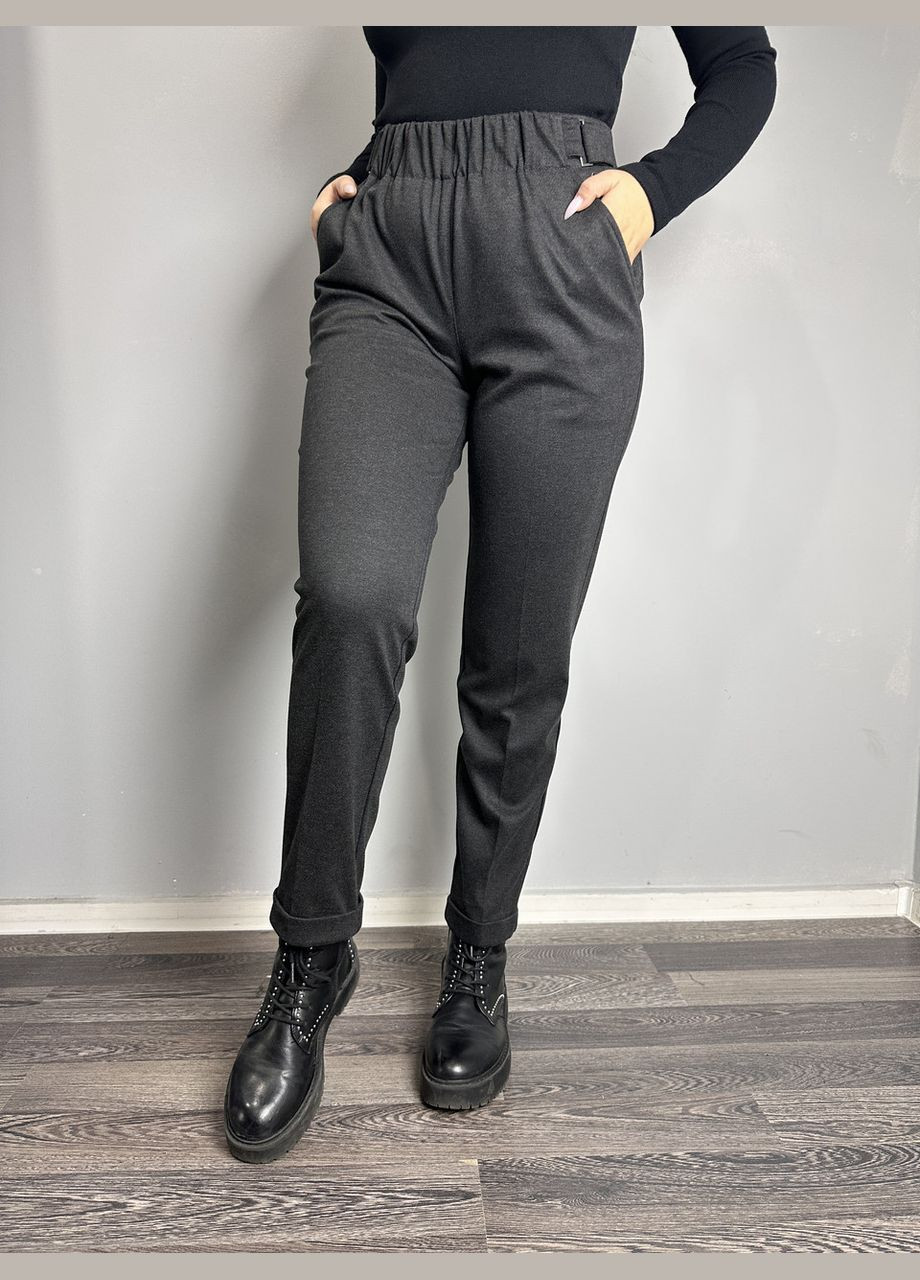 Жіночі класичні штани сірі звужені до низу великого розміру MKJL1108011-1 Modna KAZKA (277159818)