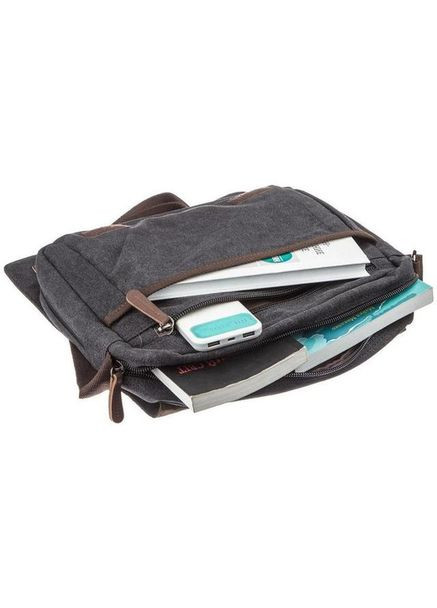 Сумка портфель через плечо для мужчин текстильная для документов А4 с отделением для ноутбука Черный 40545 Vintage (361432904)