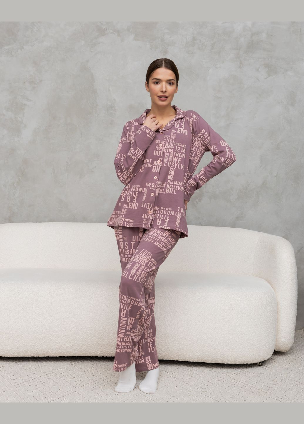 Рожева жіноча піжама на ґудзиках Nicoletta