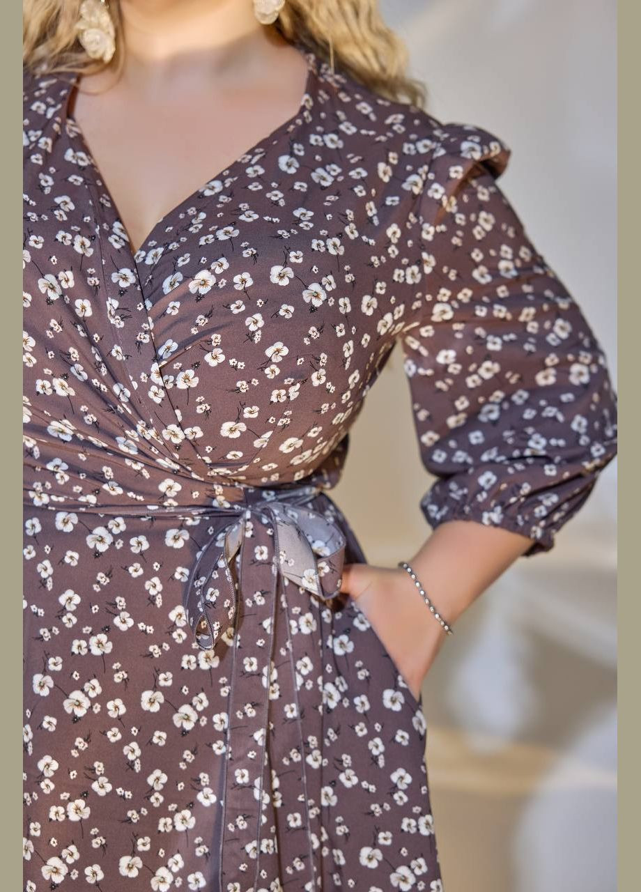 Бежевое женское свободное платье из софта цвет мокко р.50/52 449678 New Trend