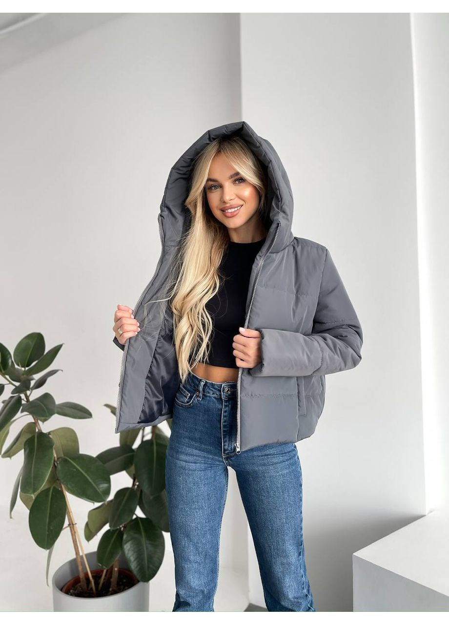 Графитовая зимняя женская утепленная куртка из плащевки на синтепоне — замеры в описании куртка-пальто GD/GL Модний простір