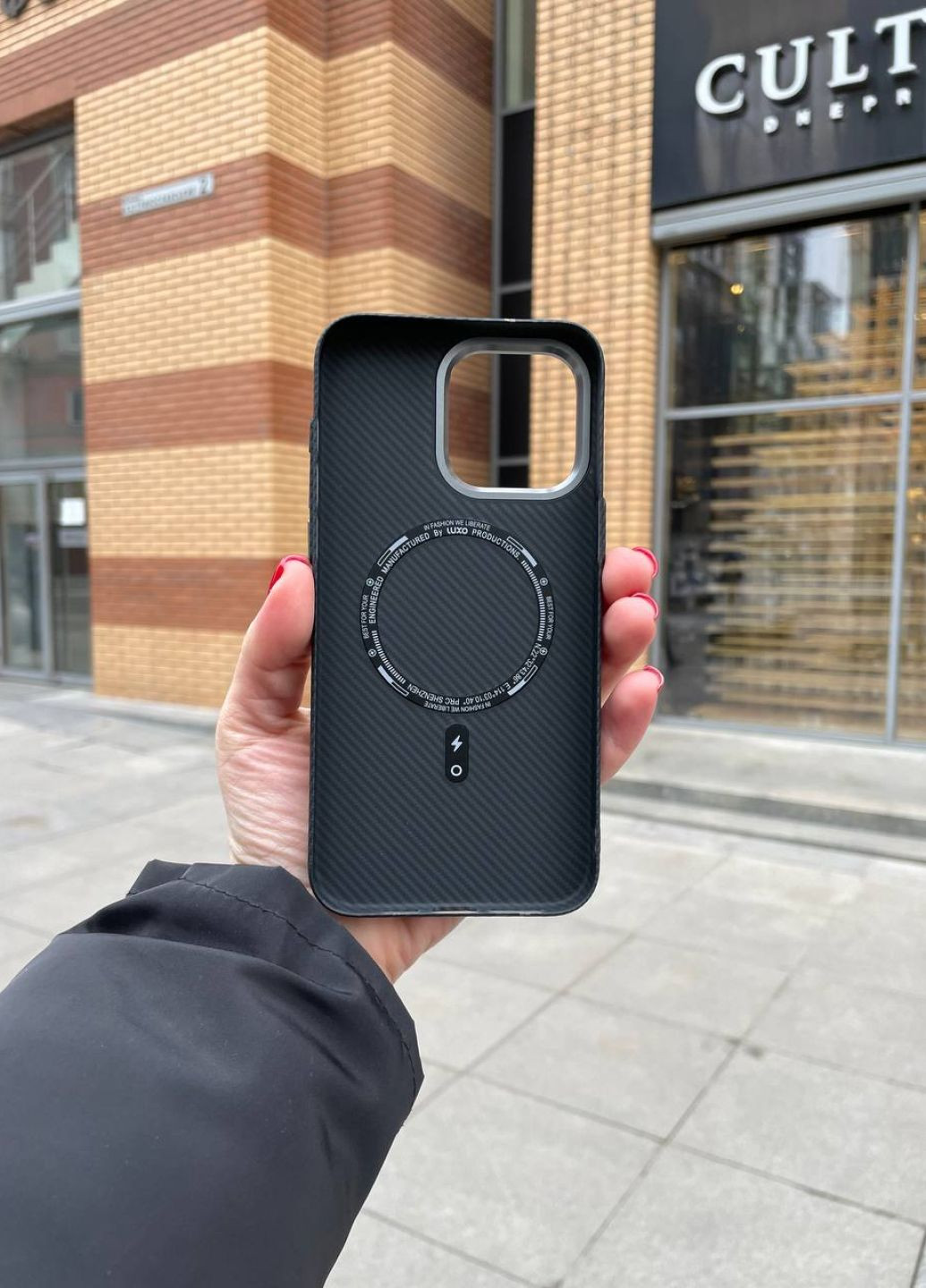 Чохол карбоновий для iPhone 13 Pro Carbon Black MagSafe / чохол айфон 13 про чорний No Brand (317412542)