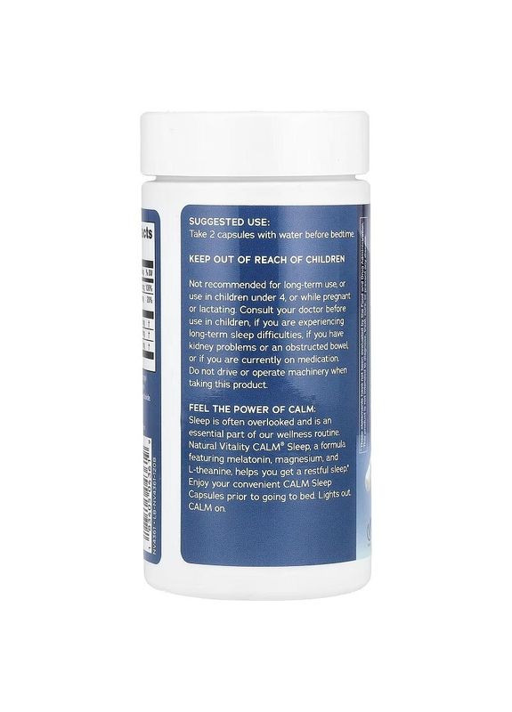 Спокойный сон c мелатонином, CALM Sleep with Melatonin,, 120 капсул Natural Vitality (316701201)