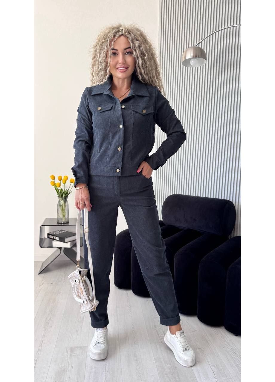 Костюм у стилі джинсового костюму,мікровельвет,піджак та штани Україна (360135219)